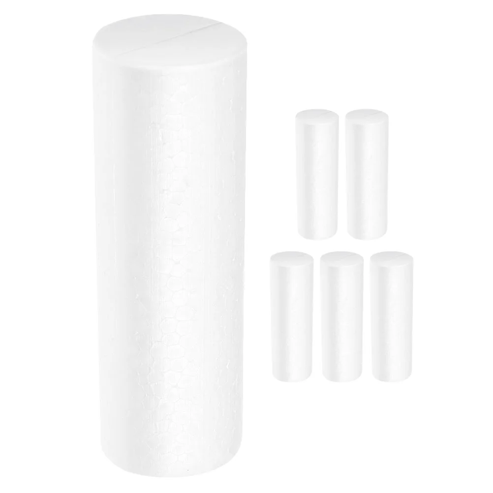 6 Pcs Foam Cylinder Columns Mouldings Geometric Shapes Craft Rods Sticks White Aldut Toys Floral Blocks Cake