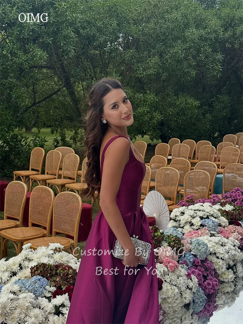 OIMG Purple Wide Strap A Line Prom Gowns Backless Formal Party Gown Floor  Length Evening Dress vestidos de gala Customized - AliExpress