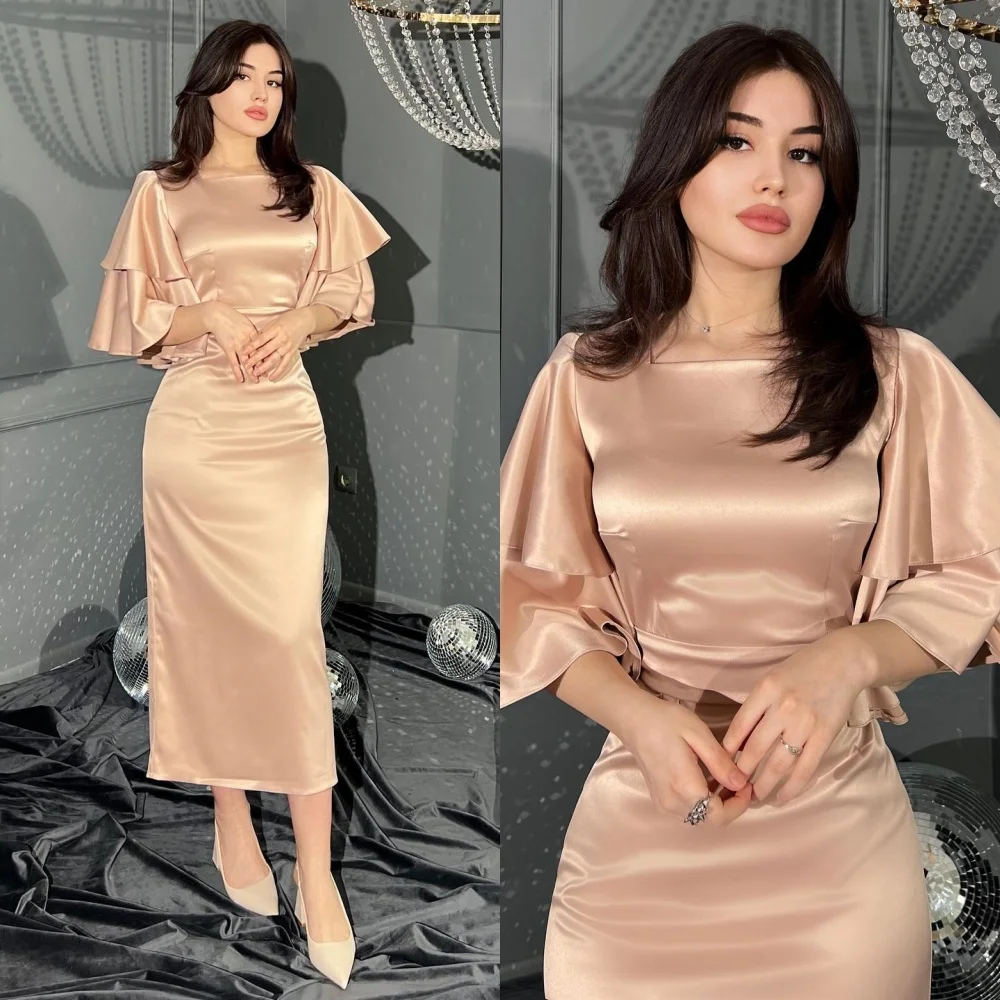 

Jiayigong High Quality Exquisite Square Sheath Party Layered Charmeuse Formal Occasion Gown Вечернее Платье Женское 투피스