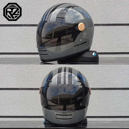 Imagen 2 del producto Casco de motocicleta Retro de cara completa aprobado por DOT de campo amplio todoterreno Casco de motocicleta adulto Capacite Casco Moto