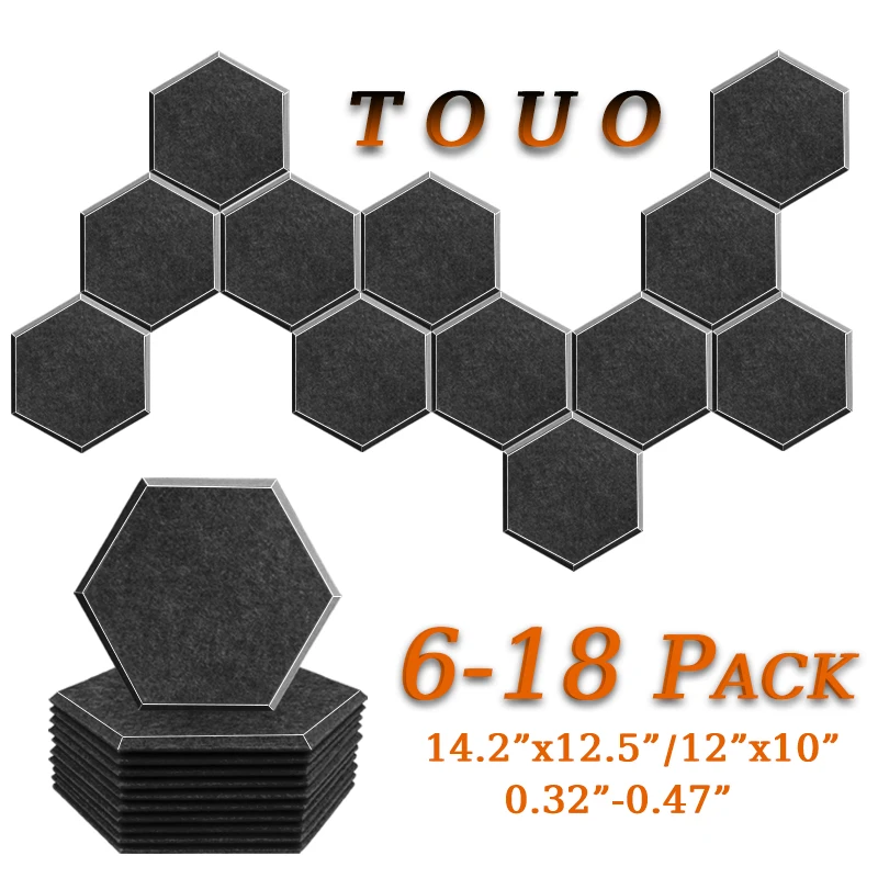 

TOUO High-Density Acoustic Panel 6/12/18 Pcs Soundproof Wall Panels Sound Absorbing Material Music Studio Acoustic Treatment