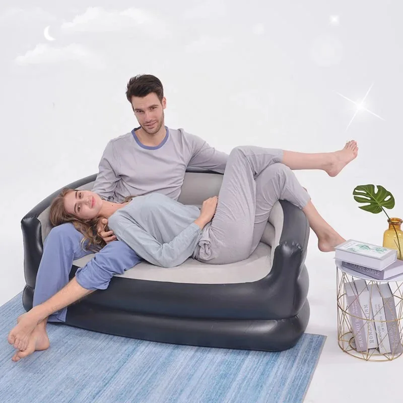 Sofá inflable de aire doble para adultos, silla de amor para playa, jardín, silla reclinable al aire libre, cama plegable, saco de dormir de viaje