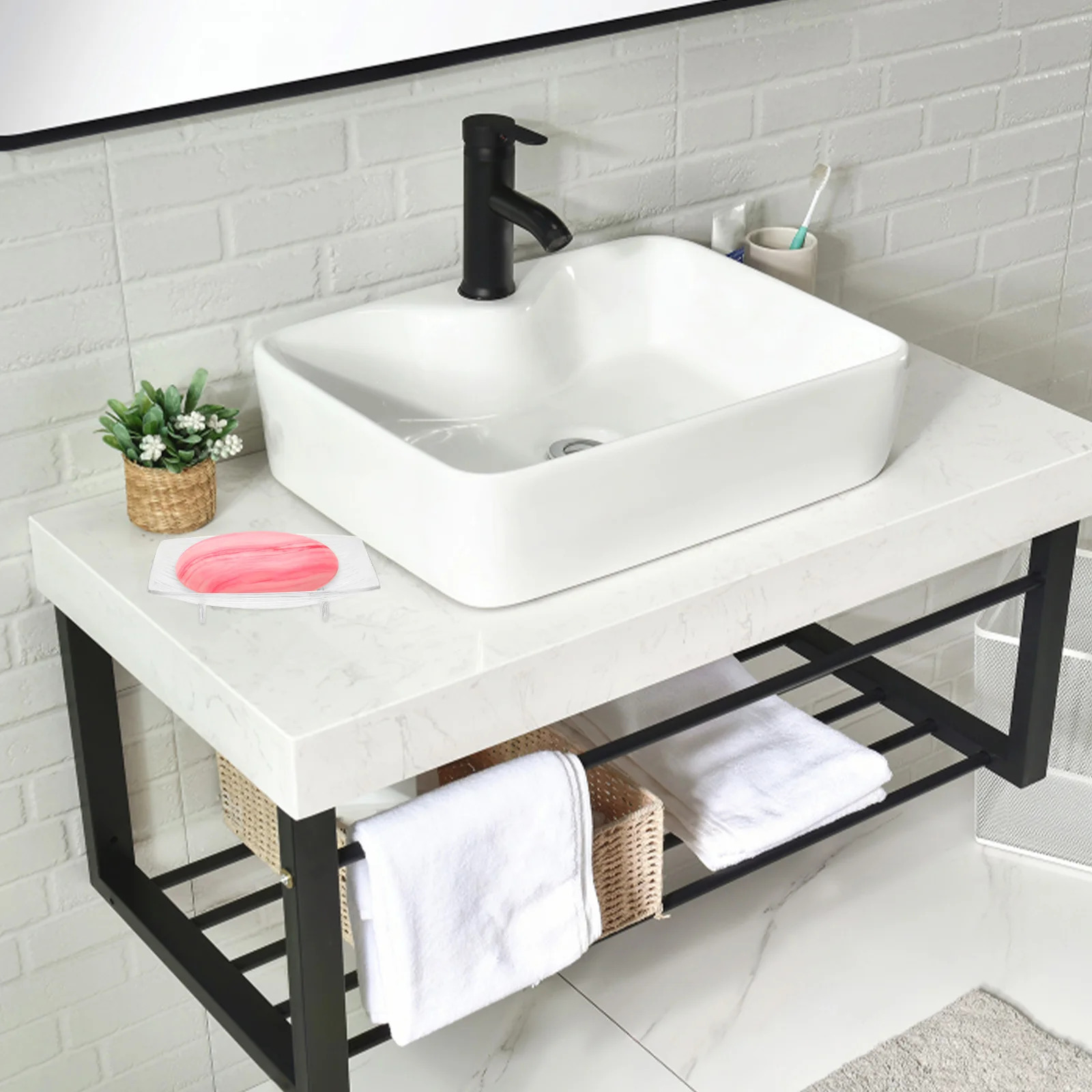 

Soap Box Self Draining Dish Tray Creative Bar Holder Sponge Dishes Bathroom Decorative