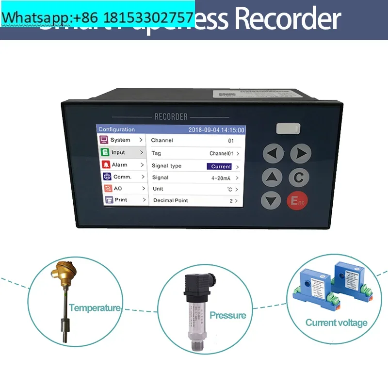 1 2 3 4  5 6 Industrial Paperless Recorder Temperature Data Current Voltage Pressure Level Data Logger 4-20mA RS485