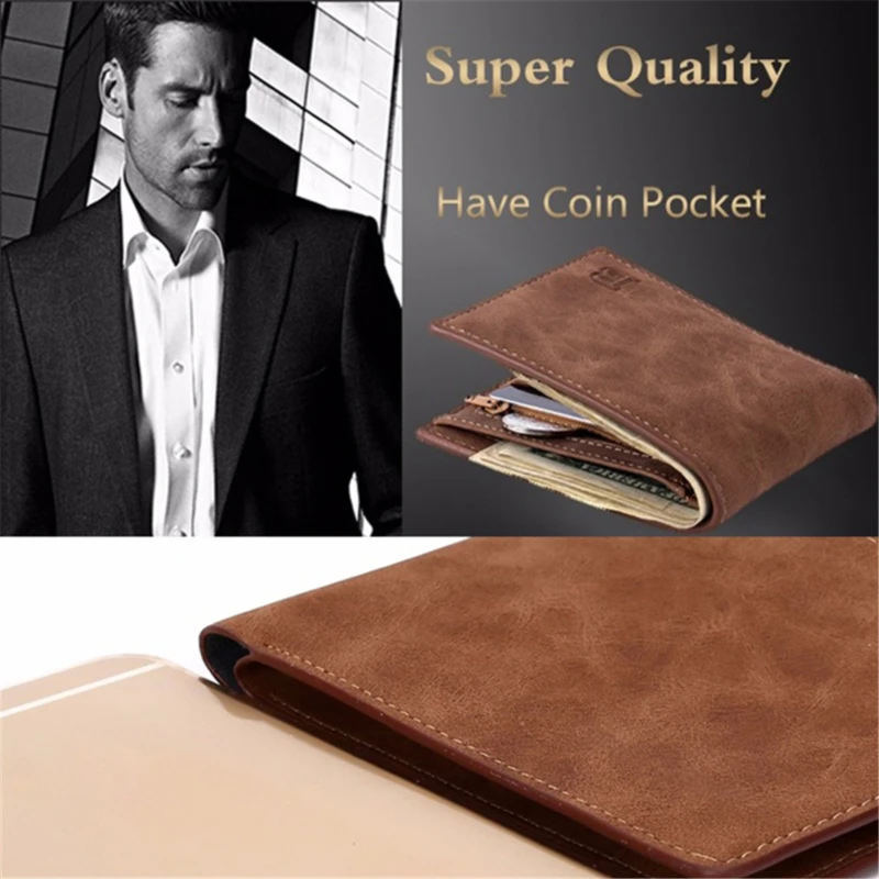 

Vintage Men Pu Leather Wallet Short Slim Male Purses Money Credit Card Holders Men Wallet Money Bag