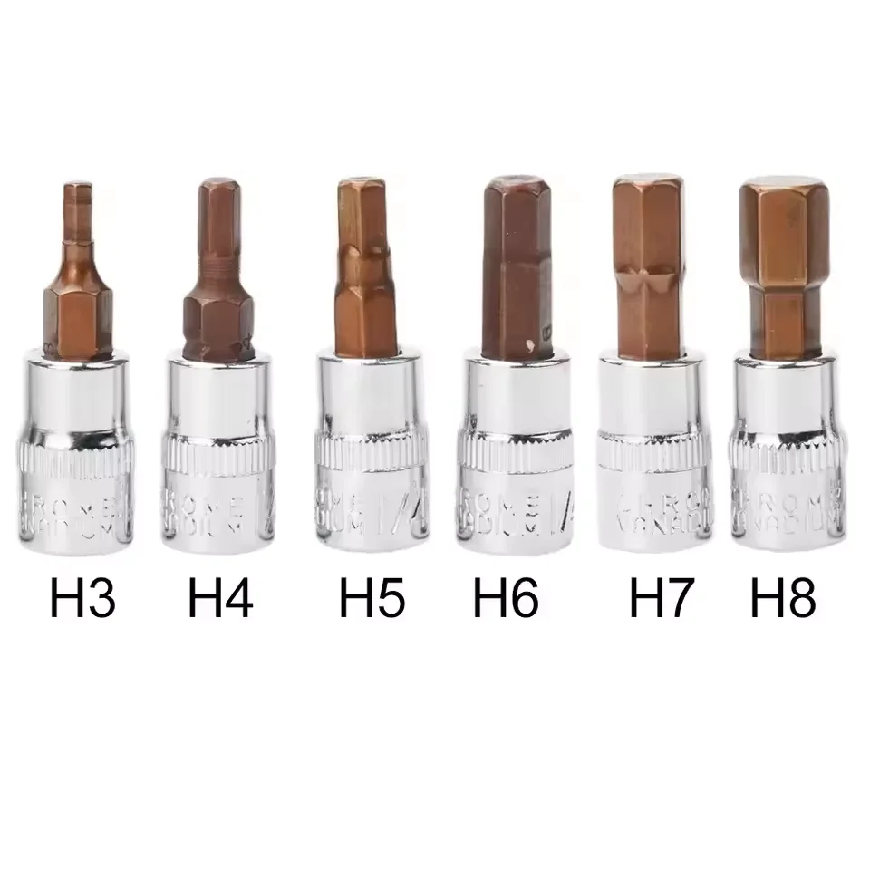 6Pcs 1/4 Inch Screwdriver Bit Socket Set Hex Screw Driver Bits H3-H8 Screwdriver Accessories For Torque Spanner Ratchet Wrench