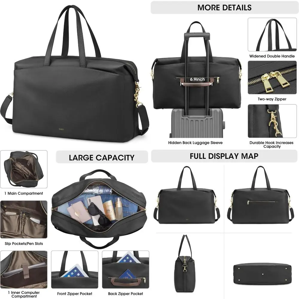

Women's Leather Weekend Travel Bags - Large Duffle Overnight Carry-On Tote for Stylish Getaways