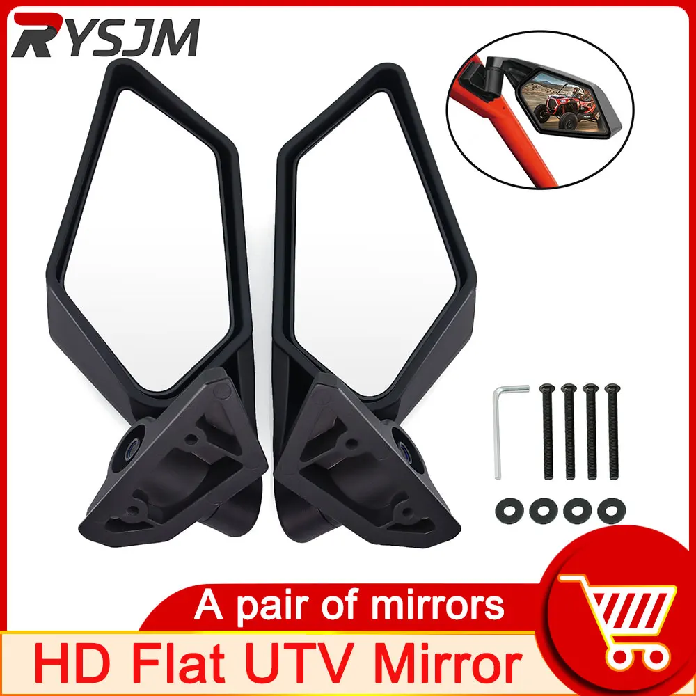 2PC Left & Right UTV Rear View Mirror Rearview Adjustable 4x4 Black Racing SUV Car Side Mirrors Set Rearview Mirrors Outdoor