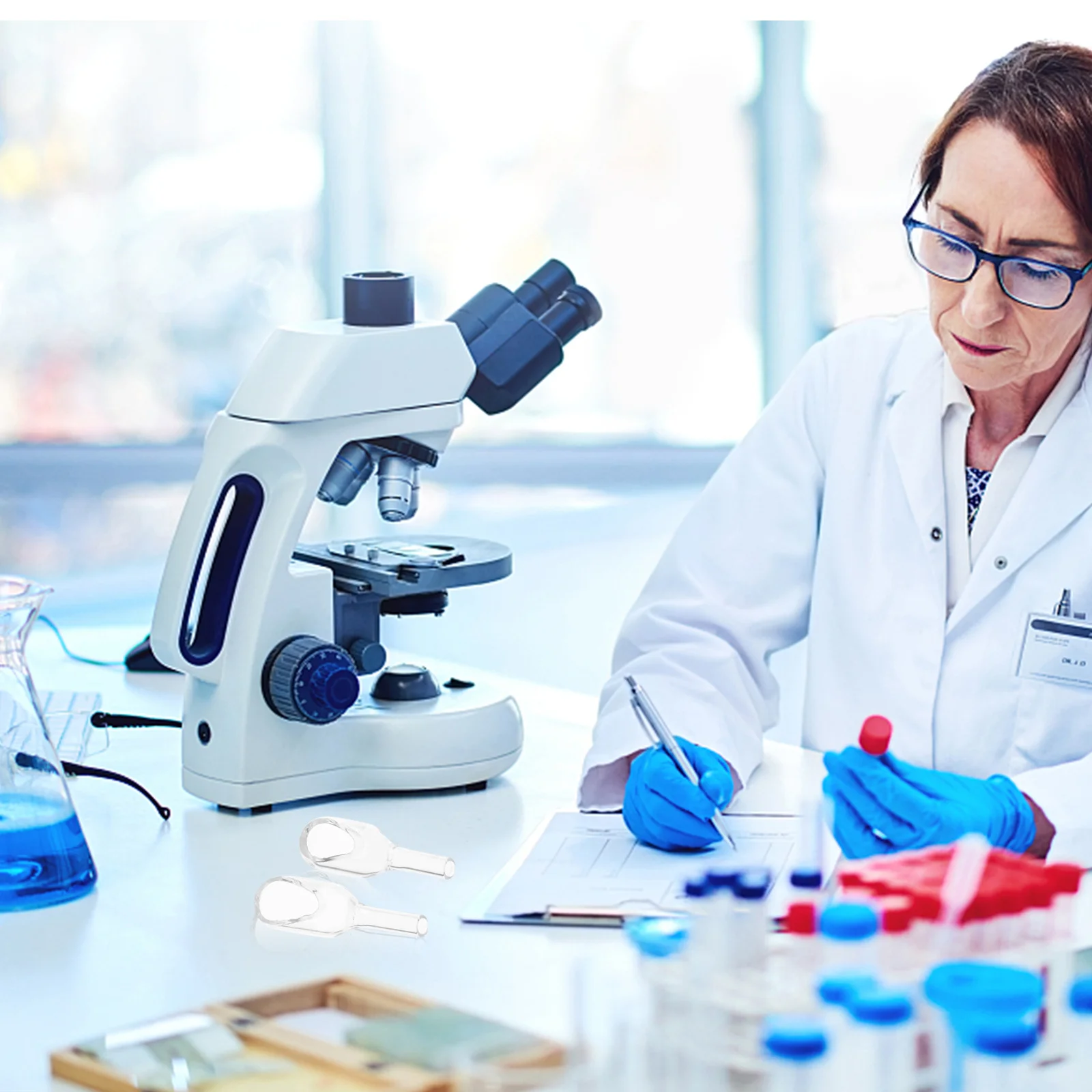 

2Pcs Transparent Glass Weighing Boat Scoop Shaped Multi Use Funnel Set Durable Laboratory Glassware Tool Glass Weighing Boat