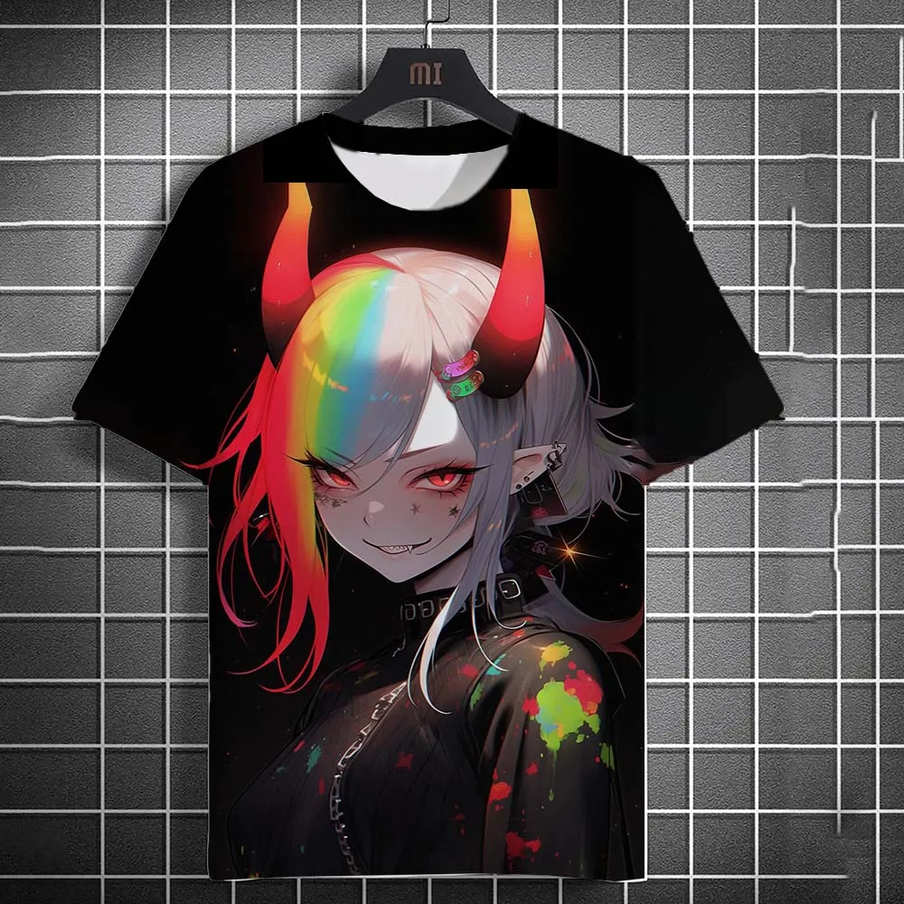 Cartoon Tattoo Girl Pattern Men\'s T-Shirt 3d Printed Oversized Sweatshirt For Men Bad Girl Harajuku Top Short Sleeve T Shirts