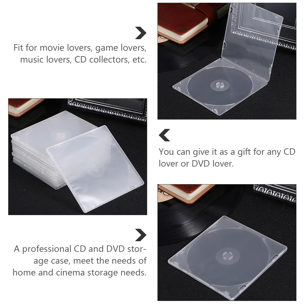 20Pcs Clear Transparent Slim Cd Dvd Storage Organizer Boxes Protective Cases for Cd Dvd Dust Scratch Prevention