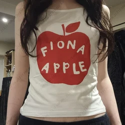 Women Summer Top Gothic Women Corset Tank Top Y2k Sexy Letter Print Harajuku Punk Apple Graphics Camisole Top Crop Top Vintage