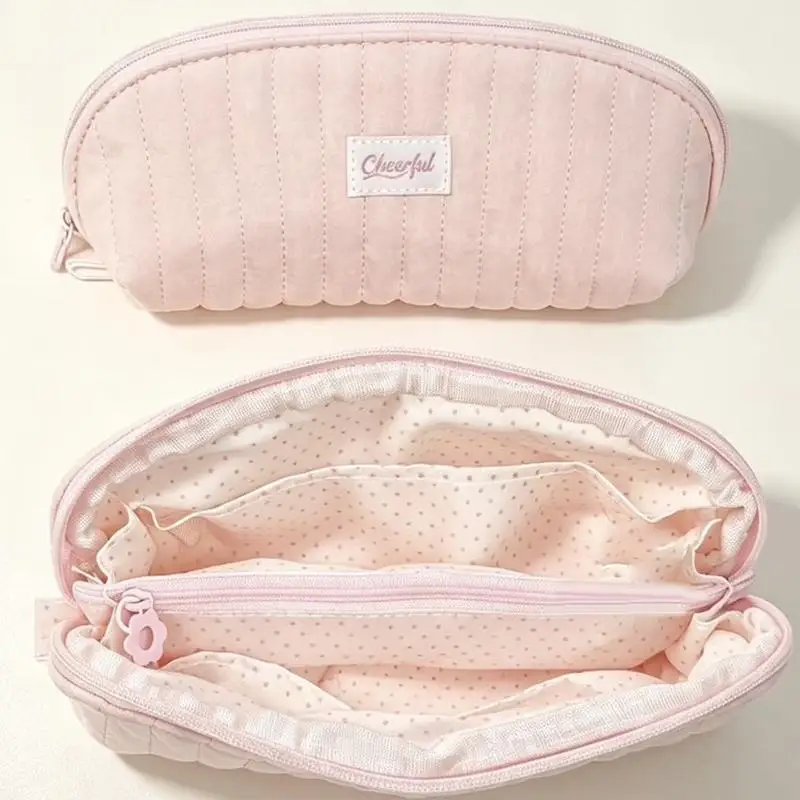 Niedliche Stifttasche mit großer Kapazität, gestepptes tragbares Federmäppchen, bonbonfarbene weiche Schreibwaren-Aufbewahrungstasche, Geschenk für Schüler. – Detail 14