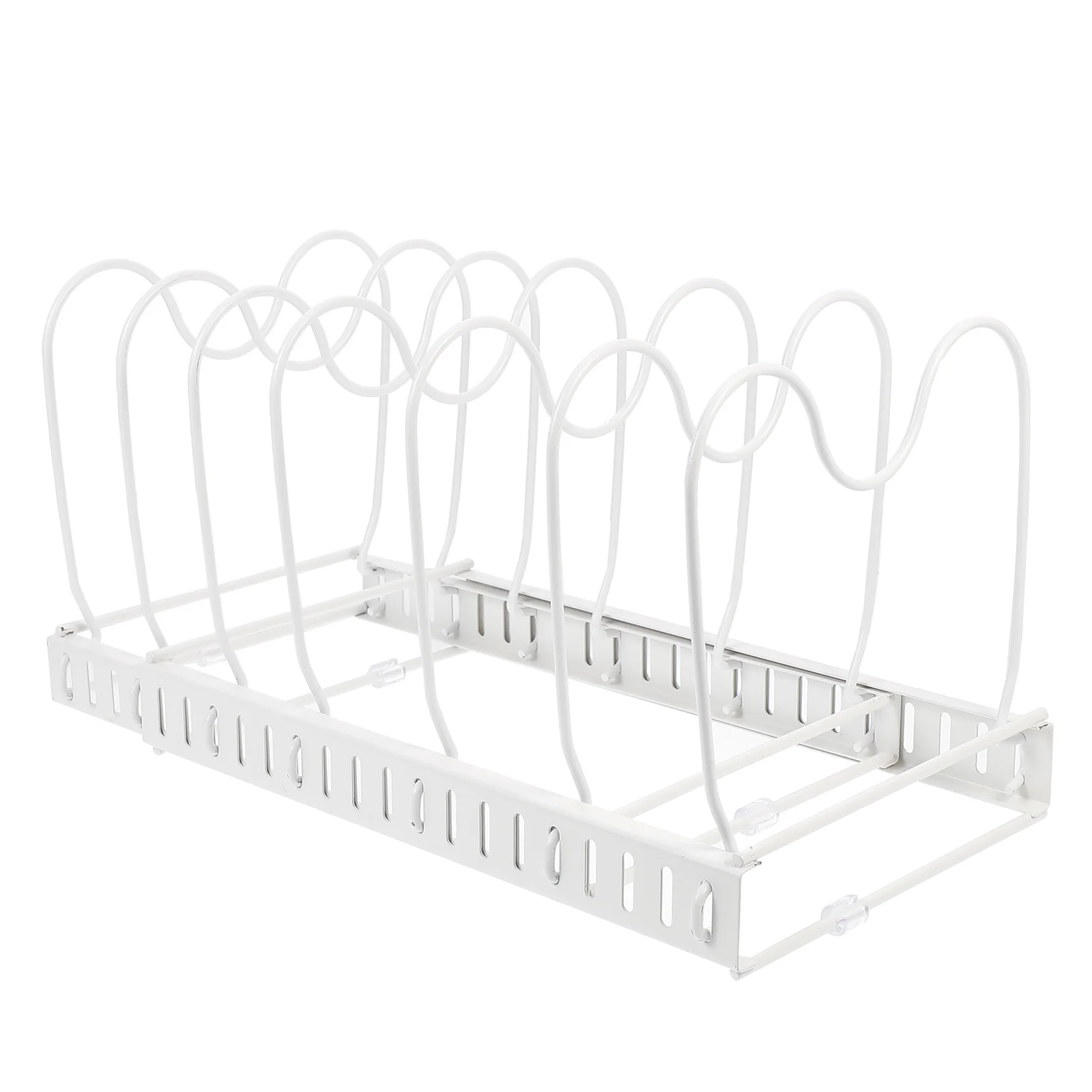 

Expandable Pot Lid Holder Metal Iron Stand For Kitchen Storage Waterproof Smooth Curved Surface Pot Cover Rack