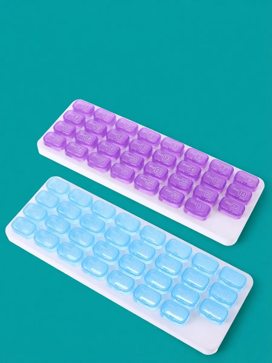 2Pcs 31 Compartment Monthly Vitamin Case Pill Organizer Portable Medicine Box Travel Friendly Health Care Easy