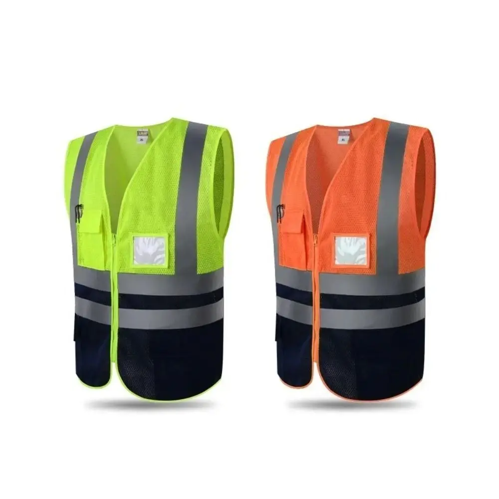 

Breathable Safety Vest High Visibility Mesh Security Vests Reflective Strips Zipper Working Clothes Traffic Night Outdoor