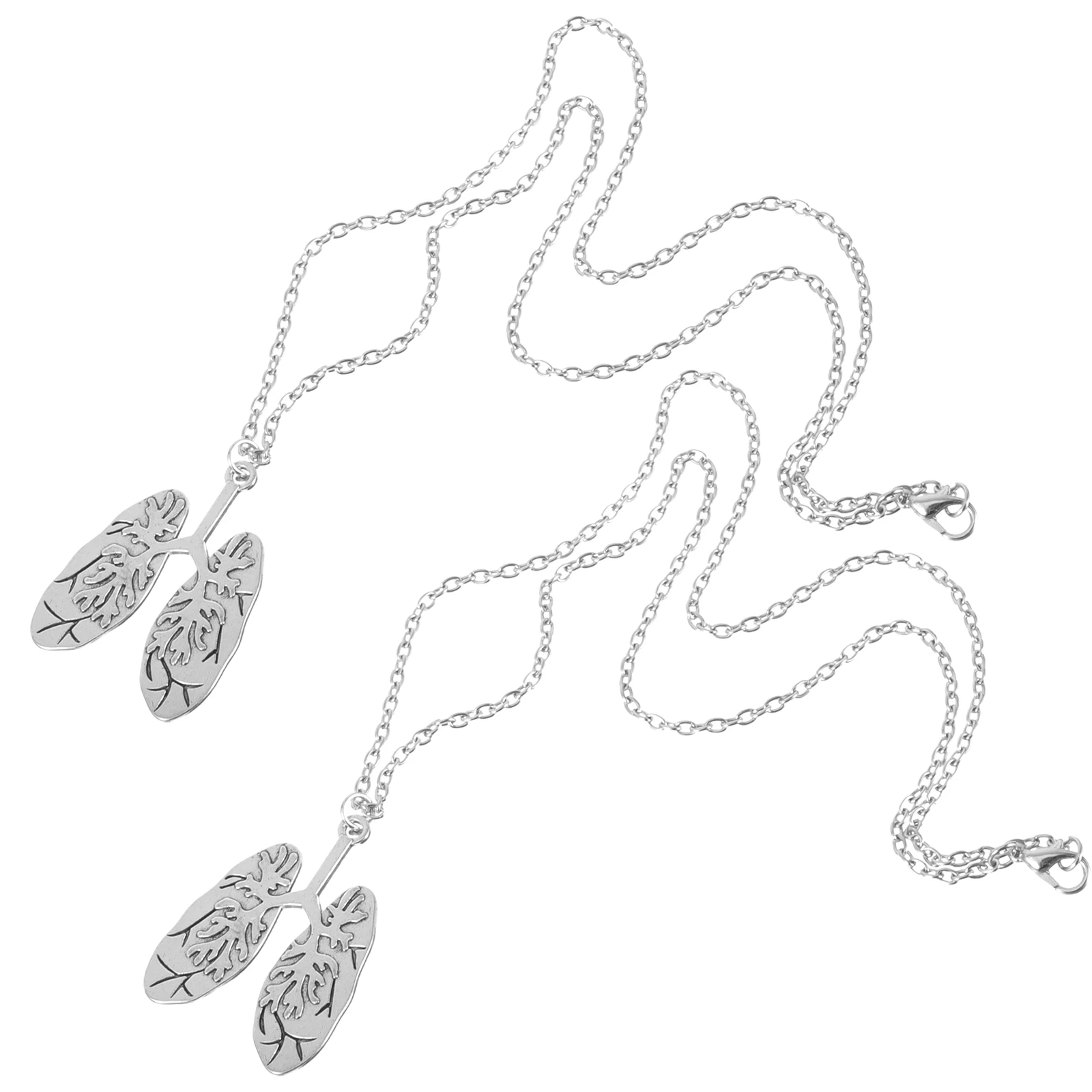 

2 Pcs Human Lungs Anatomy Necklace Elegant Pendant Nurse Gift Jewelry Creative Design Premium Material Durability Practicality