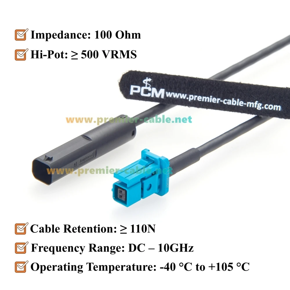 Amphenol NETBridge Stecker auf TE MATEnet Buchse Automobil-Ethernet-Kabel 100/1000BASE-T1 Abgeschirmtes Kabel NTHCM011A10S zu 2302510-9 – Detail 4