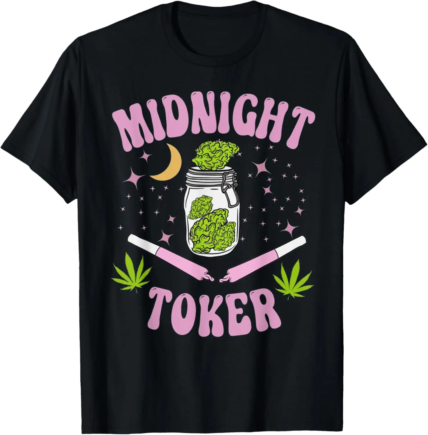 Midnight Toker Cannabis 420 Cannabis Weed Leaf Stoner Girl T-Shirt