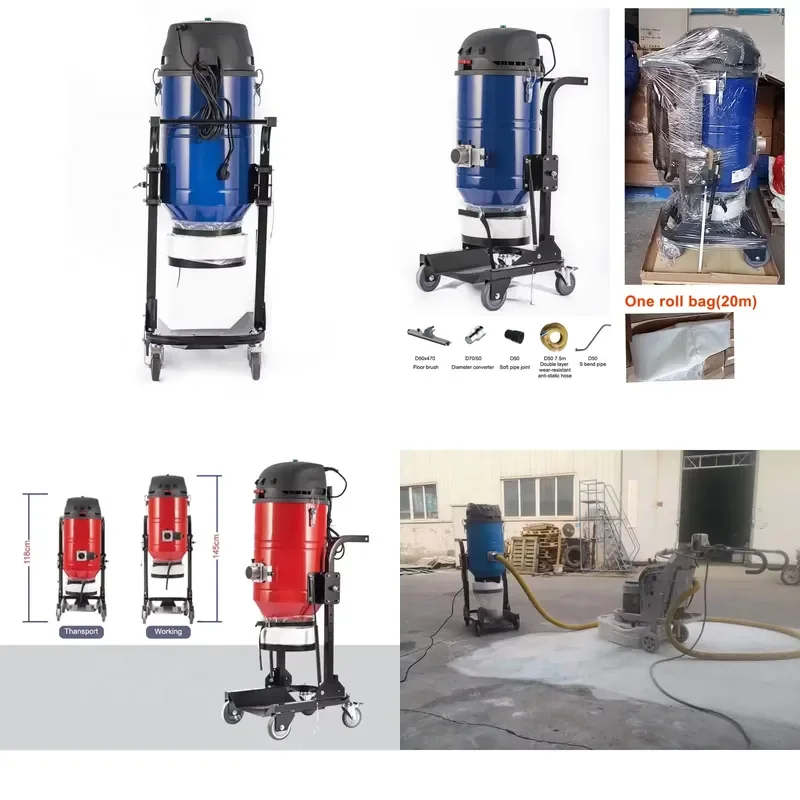 for T3 220V 3 Motor Industrial Vacuum Cleaner Backblow Self-cleaning Continuous Vacuum Cleaning for Ground Grinding and Dust