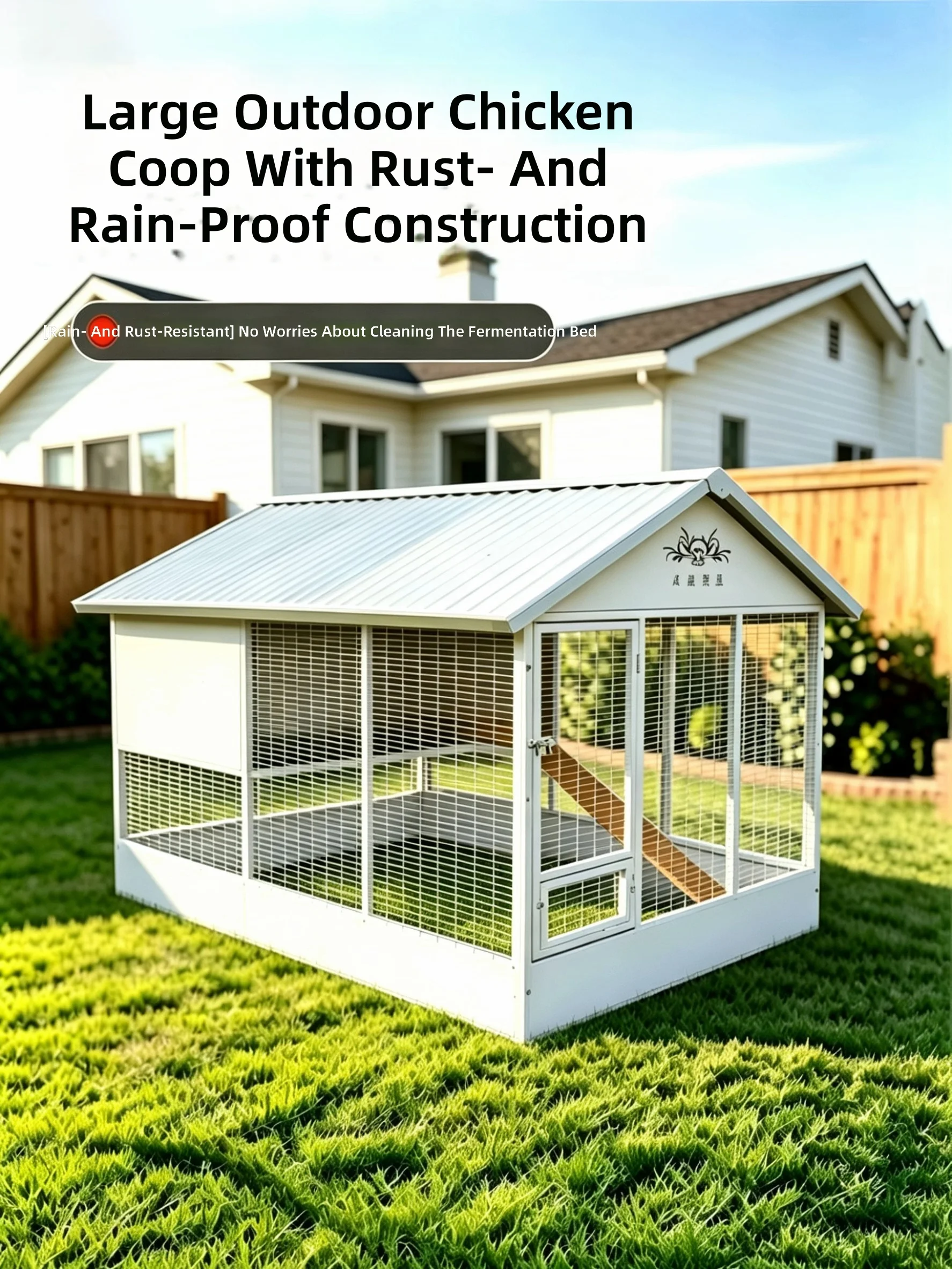 Heavy Duty Large Rust Weather-Resistant Carton Deep Litter System Compatible Walk-in Poultry Cage Chicken House