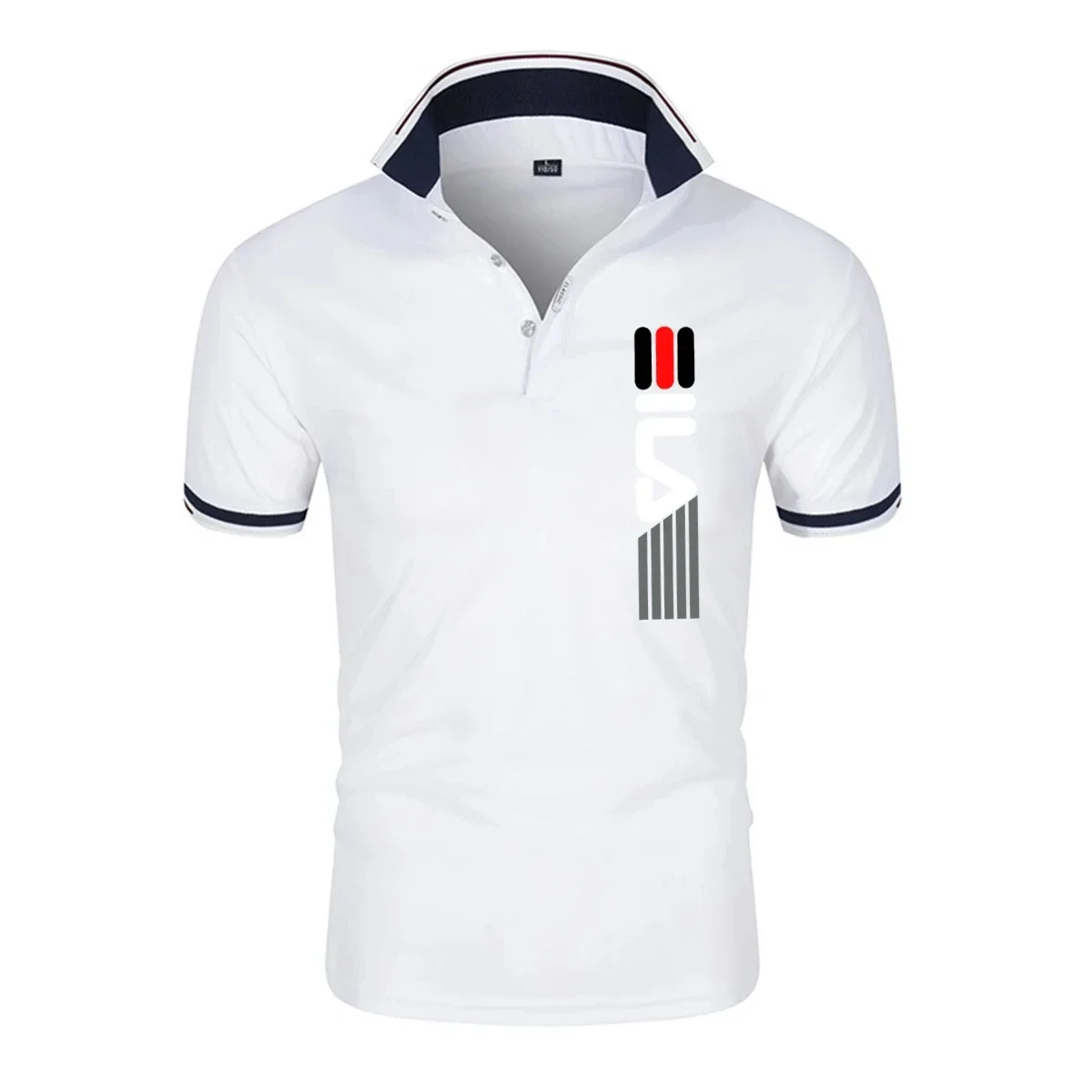 Summer 2026 Men's Slim Fit Anti-Pilling Collar Polo Shirt Short Sleeve Printed Casual Business Fashion Top for Men