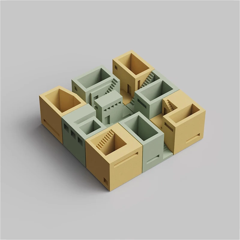 Creative cement building model moss micro landscape ornaments, modern simple home decoration house shape pen holder flower pot