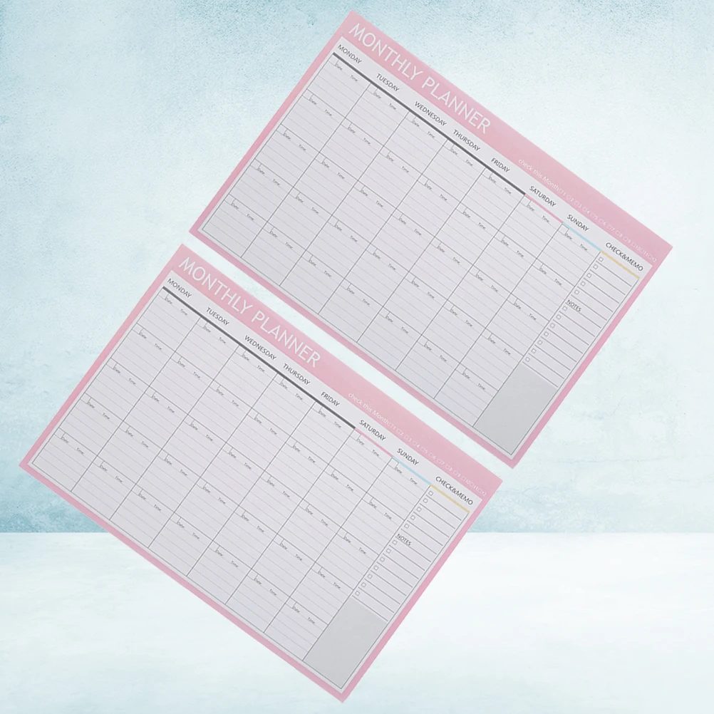 

2 Pcs Monthly Plan Memorandum Office Supply Calendar School Stationery Pad Note Small Notebooks Shopping