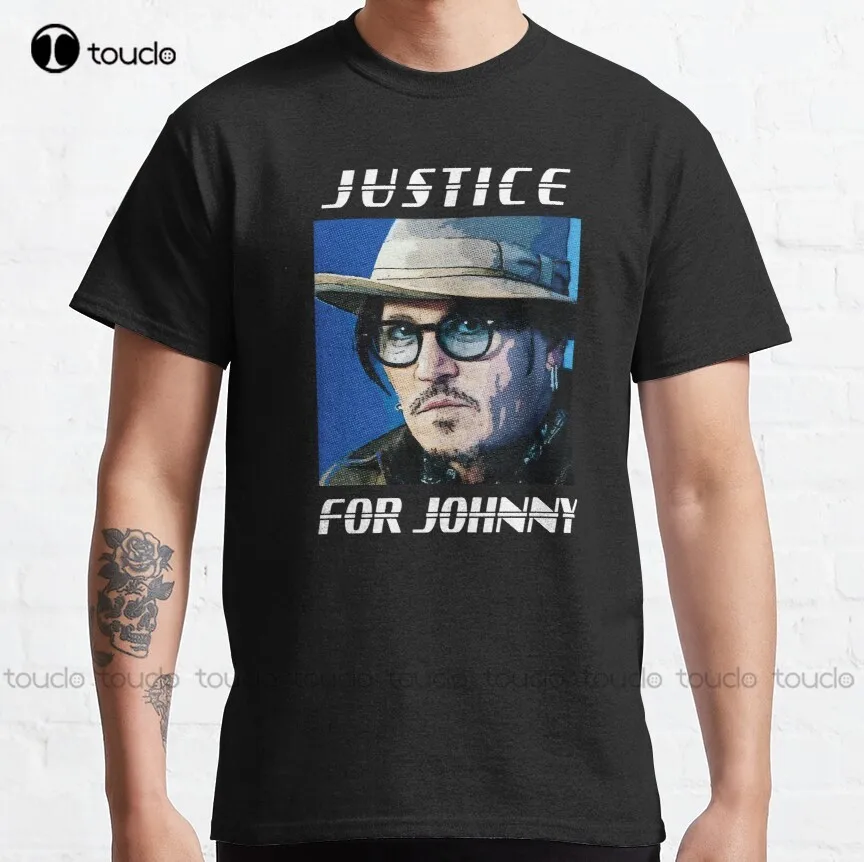 Justice For Johnny  Amber Heard And Johnny Depp Classic T-Shirt Funny T Shirts For Men Funny Art Harajuku Streetwear Cartoon New