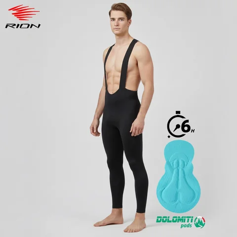 RION Cycling Pants Men Road Bike Bibs Tights MTB Long Trousers DOLOMITI Pad 6H Bicycle Clothing Spring Autumn Windproof Outdoors