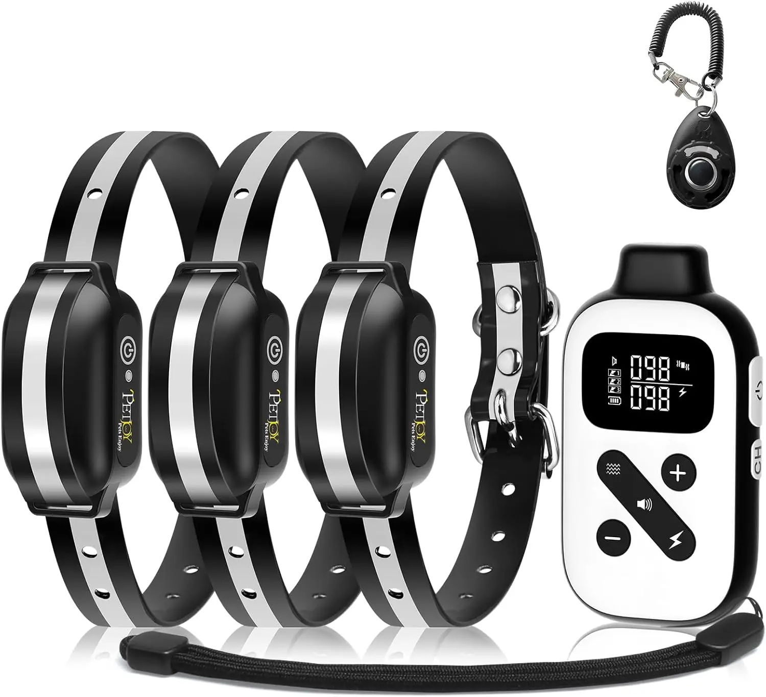 

3 Dog Shock Collar with Remote, Automatic Bark and Training Collar for Large Dogs, Adjustable Sensitivity Levels