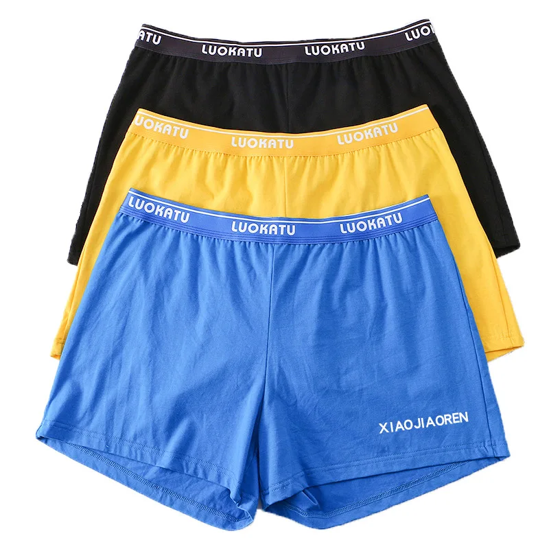 Roupa interior de algodão solta masculina, shorts boxer na moda adolescente, shorts boxer, calça doméstica, pijama extragrande para jovens