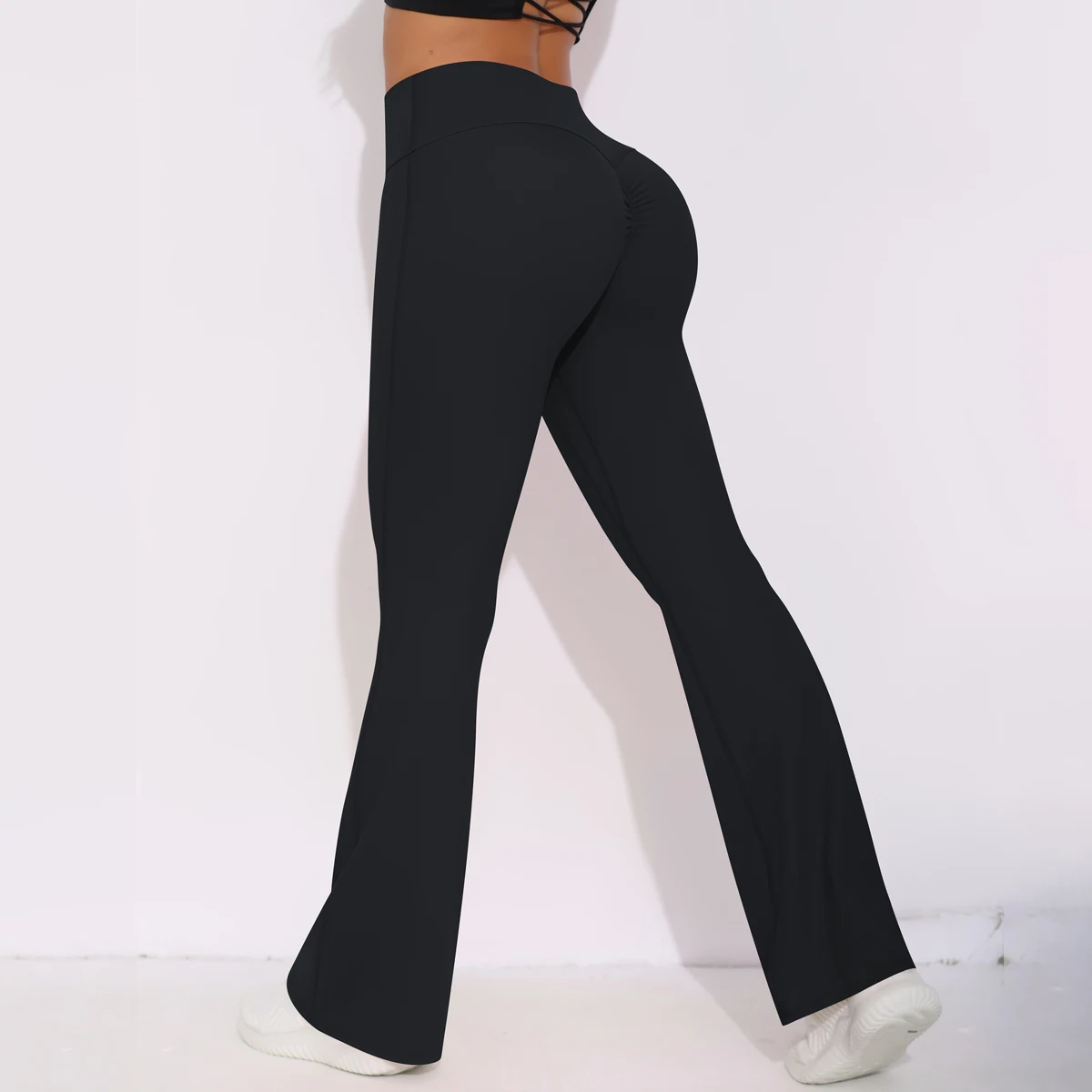 Women Yoga Bell-bottoms Tight Scrunch Butt Lifting Dance High Waist Tights Sport Pants Gym Running Breathable Fitness Leggings