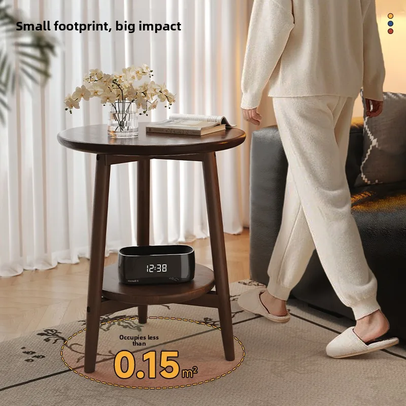 

Новый простой круглый журнальный столик из массива дерева, журнальный столик в скандинавском стиле для гостиной, небольшой приставной столик к дивану, высококачественный угловой столик.