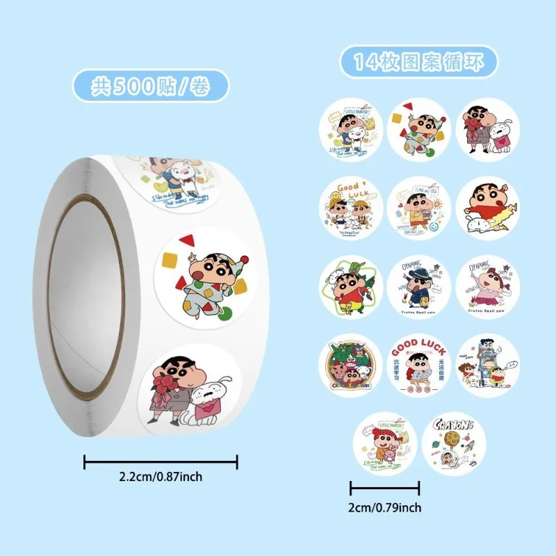500pcs/roll Anime Crayon Shin-chan Sticker Cute Cartoon Pattern Suitcase Notebook Water Cup Waterproof Decorative Stickers Toys