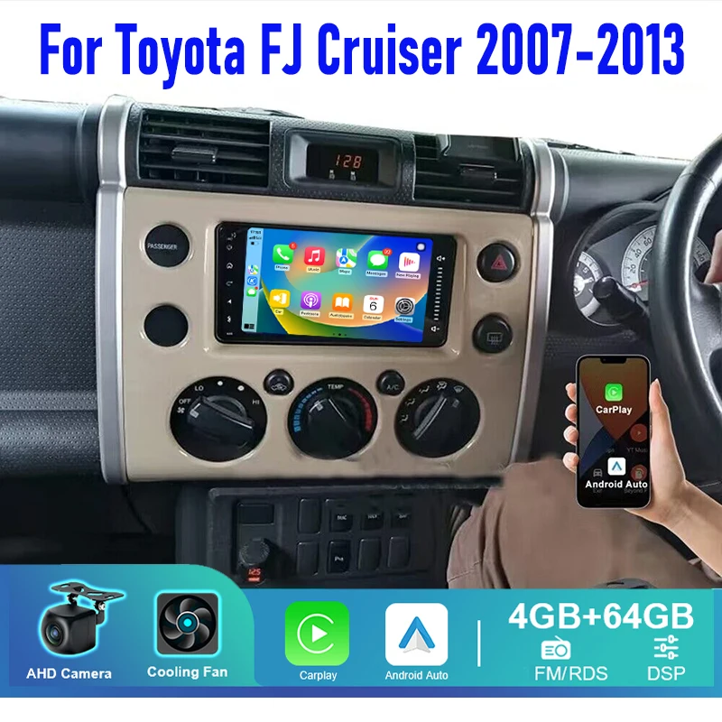 

7'' For Toyota FJ Cruiser 2000-2005 Car Radio Head Unit Carplay Apple Android 13 Auto Multimedia Player WIFI GPS Navi BT 4-64GB