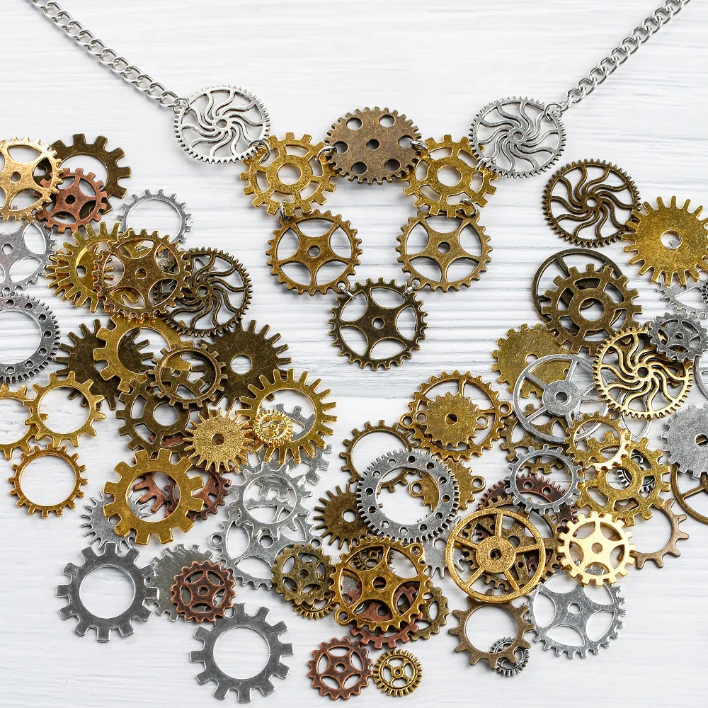 Aleación popular, punk retro, joyería steampunk, collar de bronce