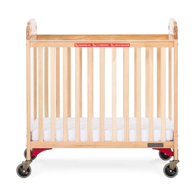 Safe Haven Daycare Evacuation Wooden Compact Portable Crib with 4