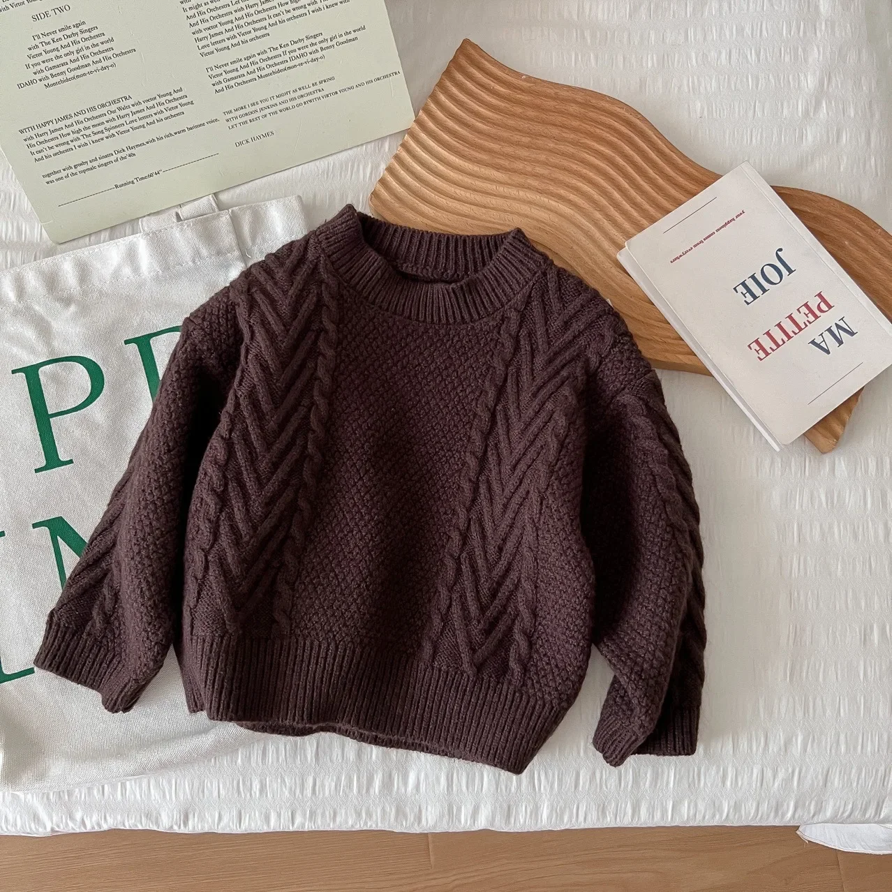 

2025 New Korean Style Kids Sweater Unisex Baby Thick Retro Knit Pullover Autumn Winter Warm Children Clothes