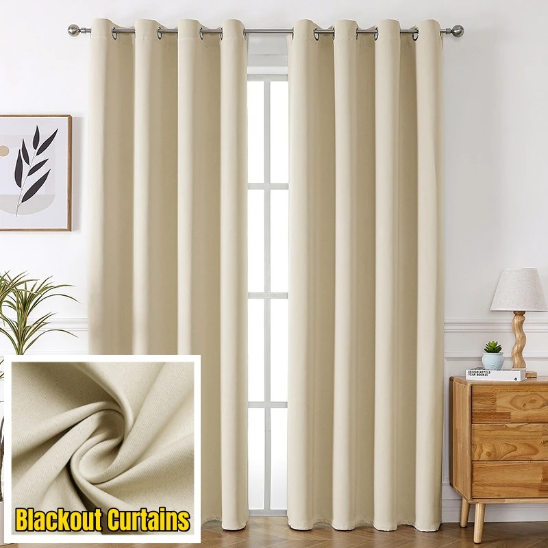 

1Pc Solid Color Blackout Curtain Room Darkening/Light Reducing Curtain for Study Bedroom Kitchen Living Room Decor Privacy Drape
