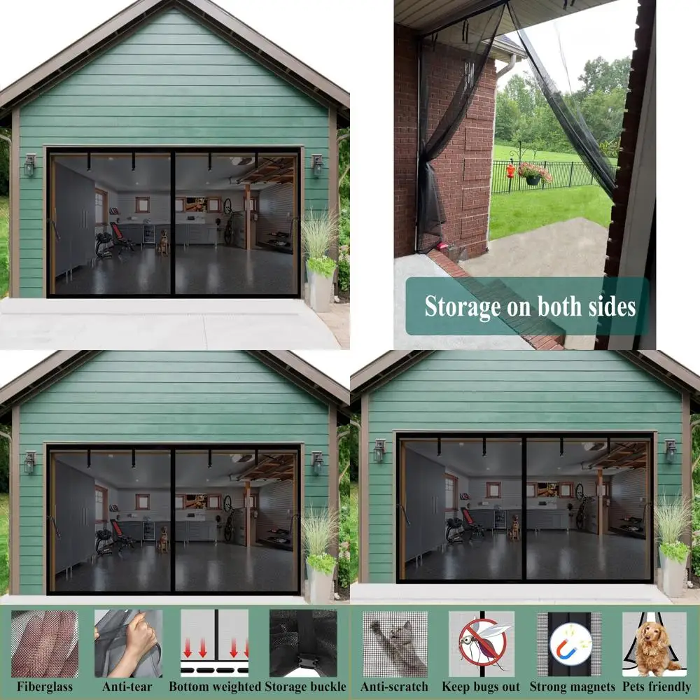 

11x10ft Retractable Garage Screen, Heavy-Duty Fiberglass, Pet-Friendly, Weighted Bottom for 1-Car Garages