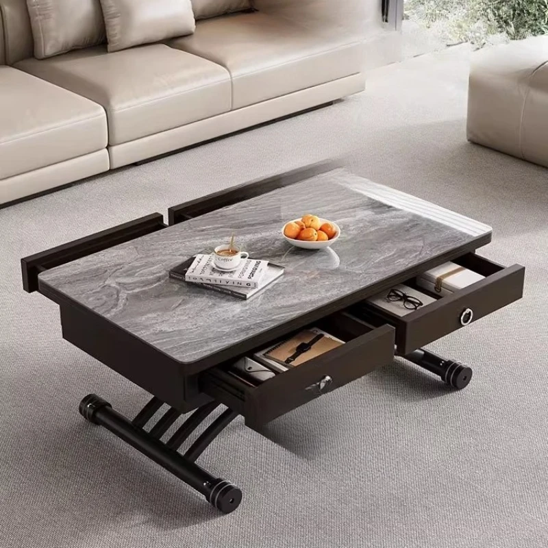 

Movable lifting coffee table dining table dual-purpose small apartment square household multi-functional folding rock slab