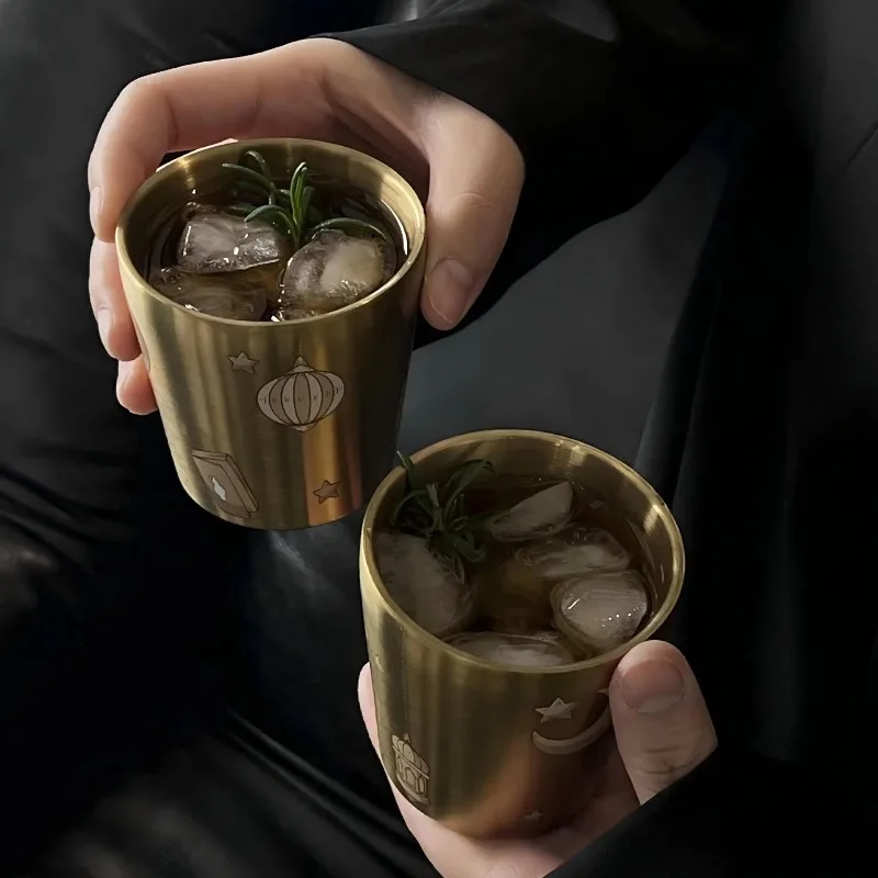 Star and Moon Pattern Stainless Steel Cocktail Stir Beverage Stir Cup Arabic Coffee Cup Middle Eastern Style