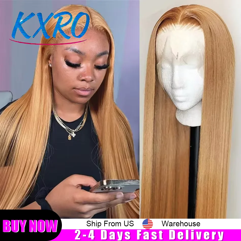 

13x6 HD Lace Frontal Human Hair Wig Pre Plucked Honey Blonde Straight Lace Front Human Hair Wigs For Woman on Clearance Sale