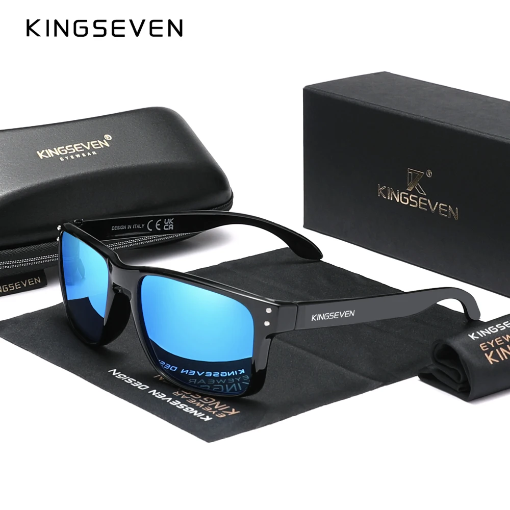 Genuine KINGSEVEN Brand Square Retro TR90 Polarized Sunglasses Women Men Carbon Fiber Pattern Design Outdoor Sports Eyewear
