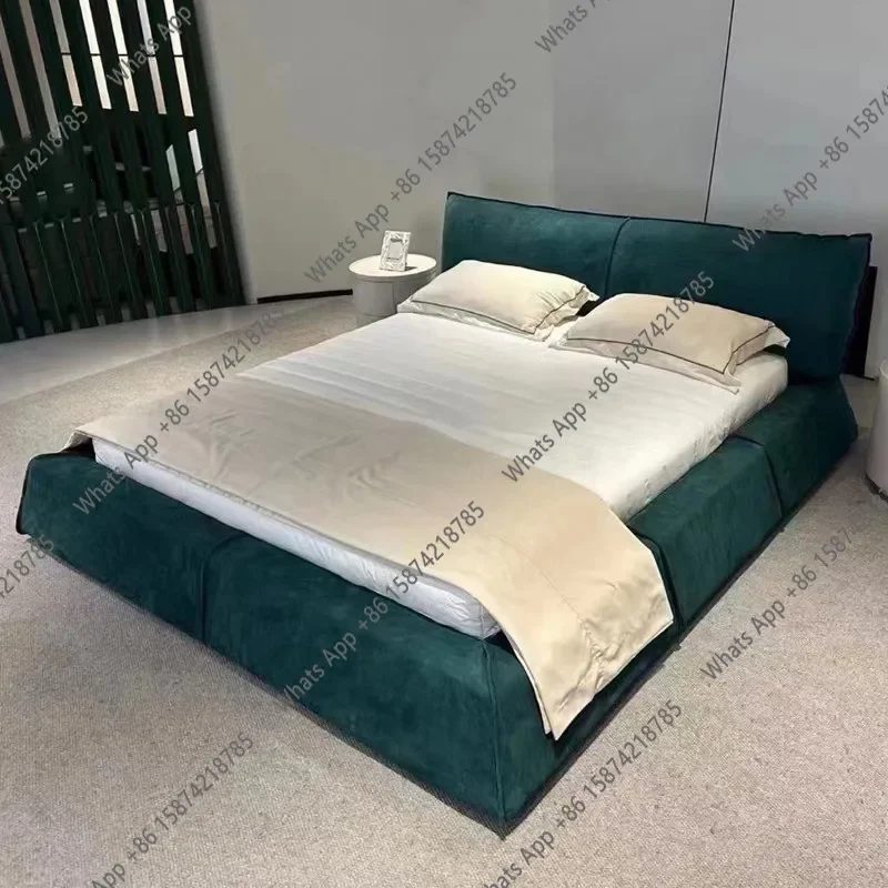 N64 Frosted technology cloth bed Simple modern fabric bed Villa master bedroom bed Designer landing