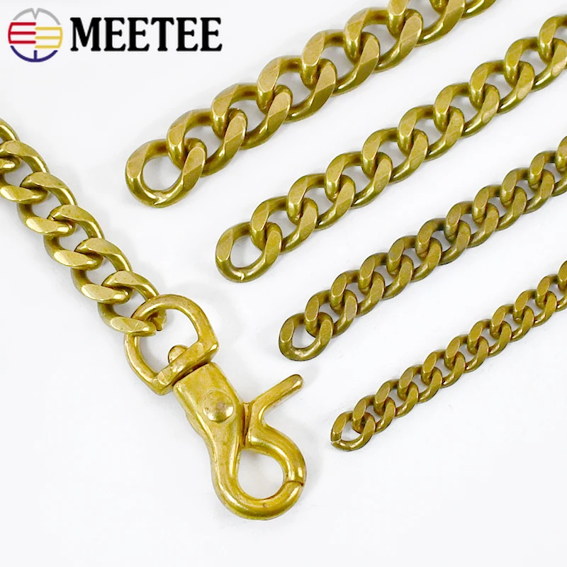 

50/100cm Solid Brass Backpack Chain Shoulder Bags Strap Hook Wallet Belt Decor Copper Buckles DIY Leather Craft Bag Accessories