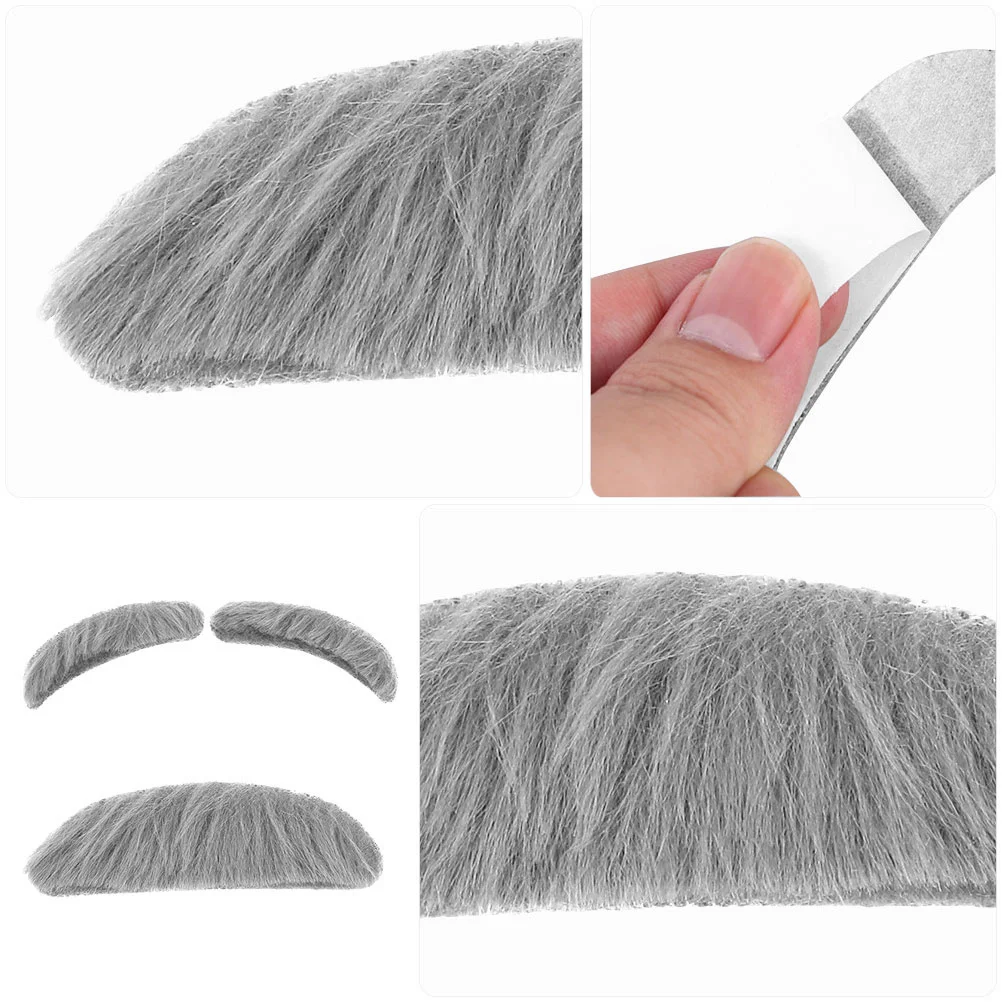 4 Sets Old Man Costume Supplies Artificial Fake Beard Makeup Kit Dense Mustaches Self Adhesive Kids