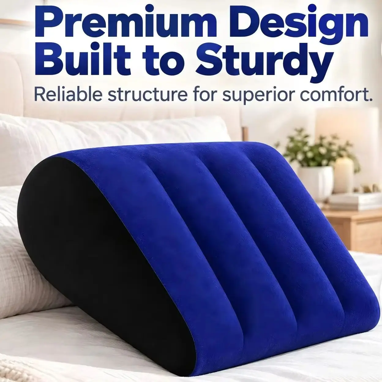 Inflatable Wedge Pillow for Bed Rest, Ergonomic Back Support Cushion with Soft Flocked Surface, Portable Leg Elevation Pillow fo