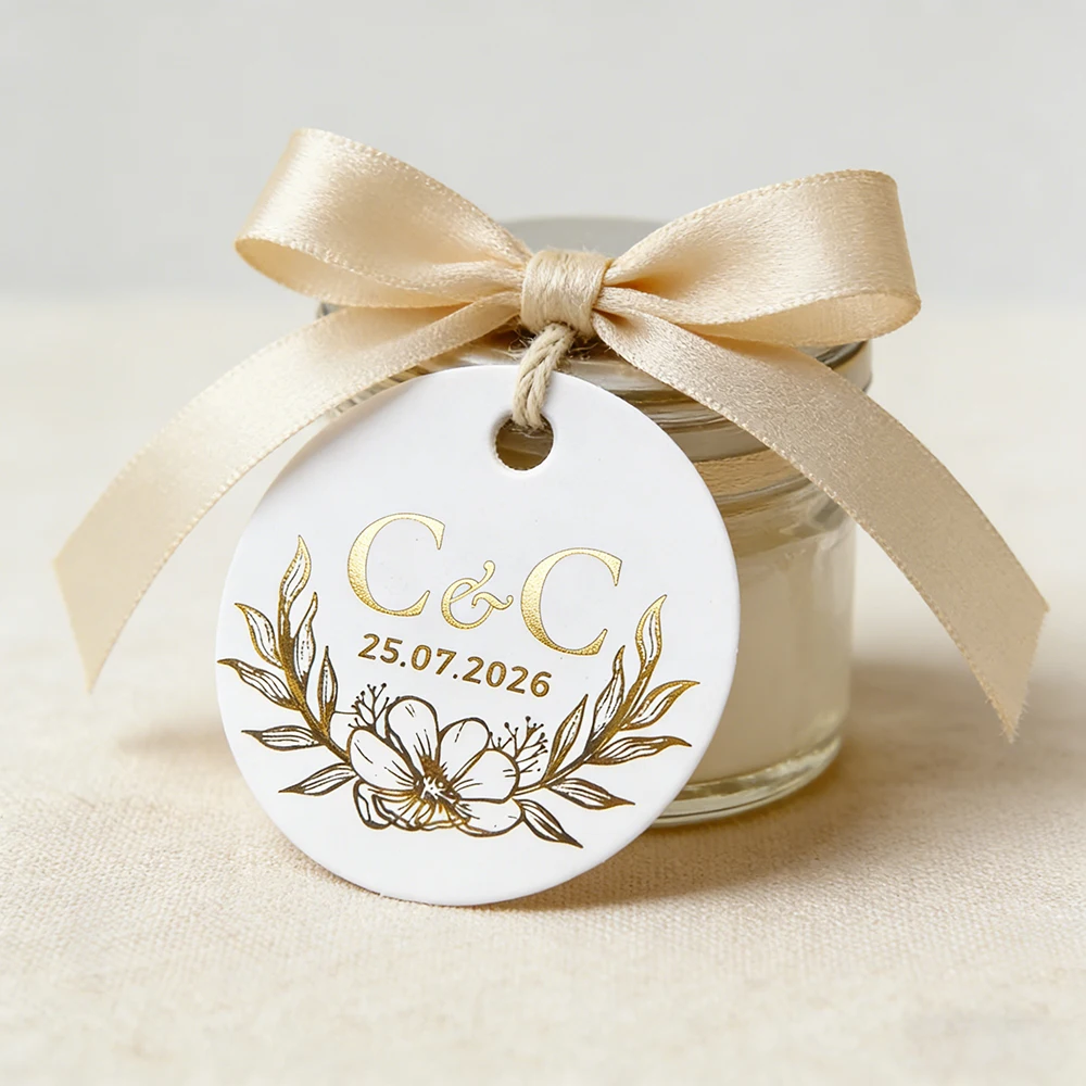 35mm Customized With Own Logo Paper Label，Wedding Label Customization, Gold Text, Holiday Gift Labels Print Any Text